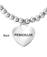 Bling Jewelry Penicillin Medical Alert Id Stretch Bracelet Heart Pink Cancer Ribbon