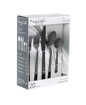 Megachef Cravat 20 Piece Flatware Utensil Set, Stainless Steel Silverware Metal Service for 4 Matte Rose