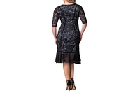 Kiyonna Plus Hampton Lace Cocktail Dress with Velvet Trim