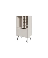 Fm Furniture Fairfax Bar Cabinet in melamine with glass rack and wine storage,white