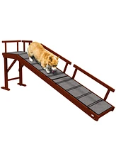 PawHut Wooden Dog Ramp with Removable Guardrails, Non-Slip