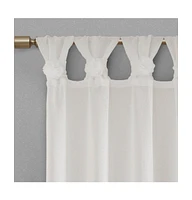 Madison Park Rosette Floral Embellished Cuff Tab Top Solid Curtain Panel, 50"W x 84"L