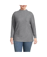 Lands' End Plus Cable Ottoman Relaxed Long Sleeve Funnel Neck Tunic