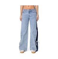 Edikted Women's Contrast Split Washed Jeans