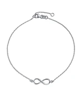 Bling Jewelry Infinity Figure Eight Love Knot Charm Anklet Link Ankle Bracelet For Women .925 Sterling Silver Adjustable 9 To 10 Inch With Extender