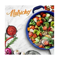 NutriChef 14'' Non-Stick Fry Pan with Lid - Durable Pan with Silicone Handle, Ceramic Coating Inside and Heat-Resistant Outside