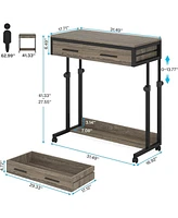 Tribesigns Portable Desk with Drawers, Mobile Laptop Wheels, Couch Sofa Side Table Bed Desk, Small Standing for Home Office