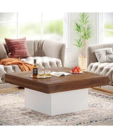 Tribesigns Square Coffee Table with Led Lights, Stylish Low Table for Living Room