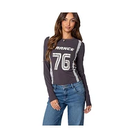 Edikted Women's Frenchy Long Sleeve T Shirt - Dark