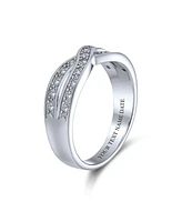 Bling Jewelry Cz Le Circle Twist Pave Cubic Zirconia Criss Cross Infinity Band Ring For Women .925 Sterling Silver