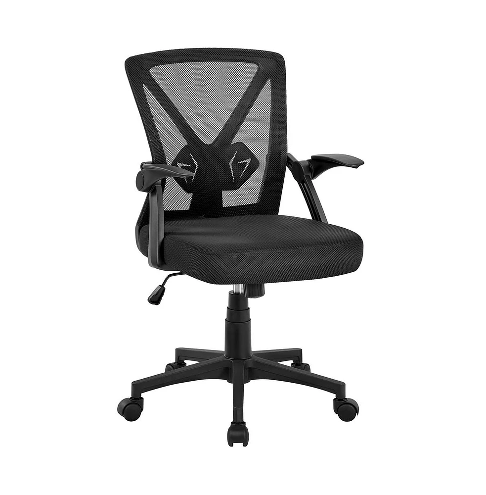 Yaheetech Mesh Office Chair with 90° Flip-up Armrests, Adjustable Lumbar Support, Cushioned Seat, Adjustable Seat Height