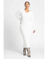 Eloquii Plus V Neck Ribbed Sweater Dress