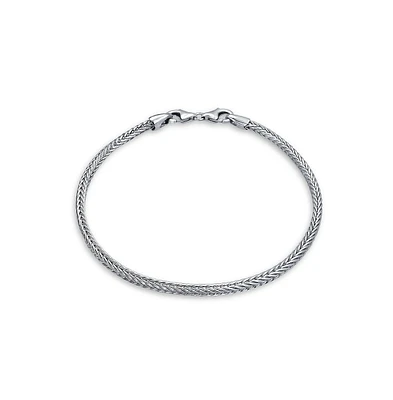 Bling Jewelry Simple .925 Sterling Silver Chain Foxtail Wheat Bracelet For Starter Charm Fits European Beads For Women