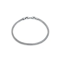 Bling Jewelry Simple .925 Sterling Silver Chain Foxtail Wheat Bracelet For Starter Charm Fits European Beads For Women