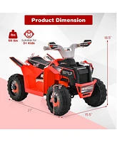 Gymax Kids Electric Ride On Atv Toy 6V Battery Powered Vehicle w/ Direction Control Rose Red