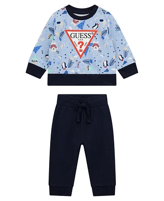 Guess Baby Boy Printed Active Top and Pant, 2-Piece Set