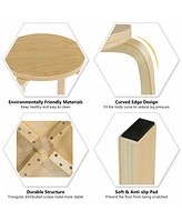 Gymax Set of 4 18'' Stacking Stool Round Dining Chair Backless Wood Home Decor