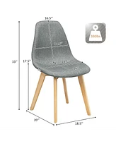 Gymax Set of Dining Chairs Fabric Cushion Kitchen Side Chairs Gray