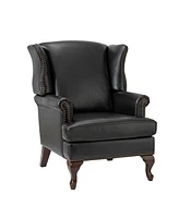 Helmuth Genuine Leather Armchair with Solid Wood Legs