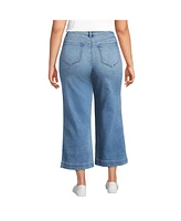 Lands' End Women's Recover Denim High Rise Wide Leg Crop Jeans