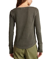 Lucky Brand Women's Embroidered Mesh Henley Top