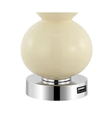 Jonathan Y Cora Classic Retro Glass Led Table Lamp with Usb Charging Port (Set of 2)