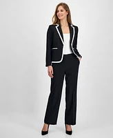 Le Suit Petite Contrast-Tipped Pant