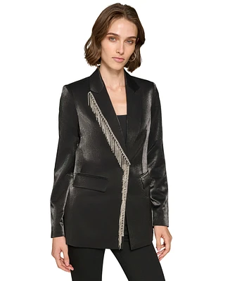 Karl Lagerfeld Paris Women's Rhinestone Trim Blazer