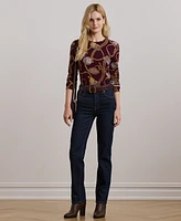 Lauren Ralph Petite Belting-Print Cotton Long-Sleeve Tee