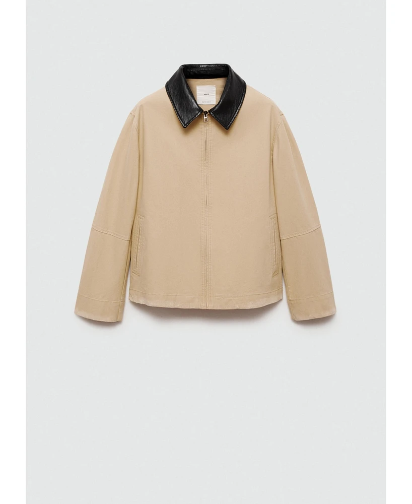 Mango Women's Contrast Shirt-Collar Jacket