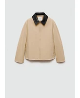 Mango Women's Contrast Shirt-Collar Jacket