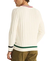 Nautica Men's Classic-Fit Ribbed-Knit Tipped V-Neck Cricket Sweater