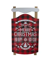 Northlight 24" Buffalo Plaid Merry Christmas Sled Wooden Hanging Wall Sign