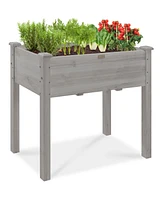 Best Choice Products 34x18x30in Raised Garden Bed, Elevated Wood Planter Box for Kids, Patio w/ Bed Liner - Gray