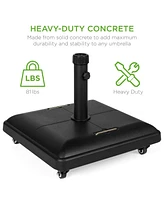 Best Choice Products 81lb. Heavy Duty Square Concrete Rolling Patio Umbrella Base Stand w/ Locking Wheels