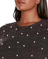 Belldini Black Label Plus Embellished Drop-Shoulder Lurex Sweater