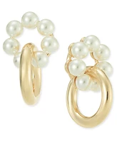 On 34th Gold-Tone & Imitation Pearl Linked Ring Drop Earrings, Created for Macy's