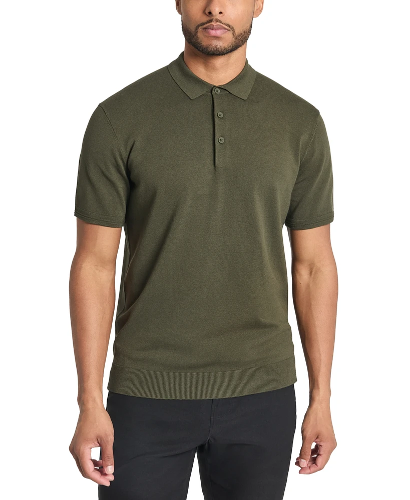 Kennth Cole Men's Slim-Fit 4-Way Stretch Sweater-Knit Polo Shirt