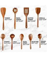 9-Piece Natural Teak Wooden Utensils for Cooking
