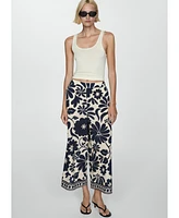 Mango Women's Fluid Floral-Print Pants