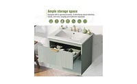 Slickblue Green Bathroom Vanity with 2 Drawers - Ideal for Small Spaces