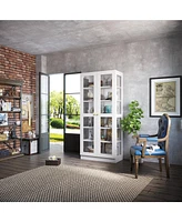 Famapy 6-Shelf Standard Bookcase Bookshelf with 2-Glass Door