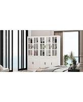 Famapy Tall 2-in-1 Wood White Accent Bookcase 12-Shelf Bookshelf