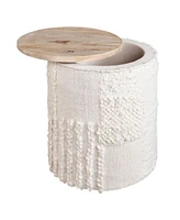 Anaya Home White Boucle Patchwork Storage Side Table