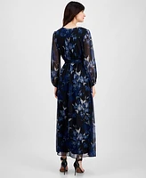 Robbie Bee Women's Printed Surplice-Neck Maxi Dress