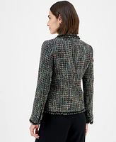 Anne Klein Women's One-Button Long-Sleeve Tweed Jacket