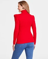 I.n.c. International Concepts Women's Mock-Neck Puff-Sleeve Top