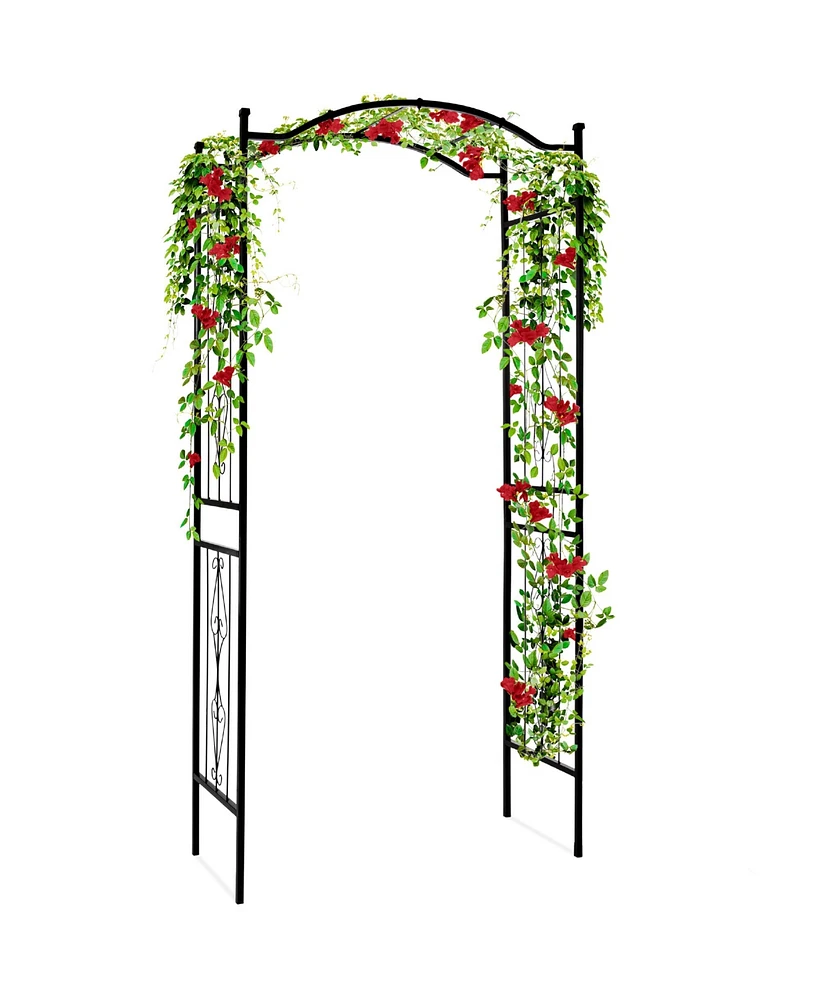 Best Choice Products 92in Steel Garden Arch Arbor Outdoor Trellis for Garden, Climbing Plants w/ Wire Lattice - Black