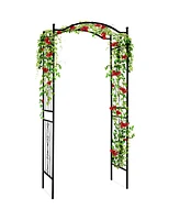 Best Choice Products 92in Steel Garden Arch Arbor Outdoor Trellis for Garden, Climbing Plants w/ Wire Lattice - Black