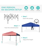 Best Choice Products 10x10ft Easy Setup Pop Up Canopy w/ 1-Button Setup, Wheeled Case, 4 Weight Bags